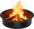 RELIANCER 35.5'' Fire Pit RingOutdoor Smokeless Fire Pit LinerHeavy Duty Steel Wood Burning Firepit Rings Insert kitDIY Campfire Fireplace Rings Insertion Barrier Lining for BackyardGardenPatio
