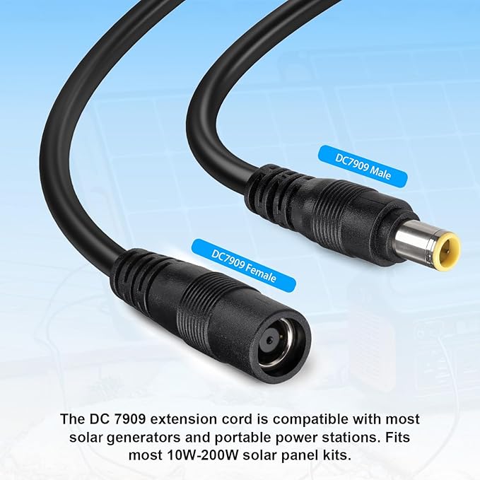 DC Power Extension Cable 14AWG 30FT 8mm Male to Female Extension Cord Compatible with Solar Panel Portable Power Stations