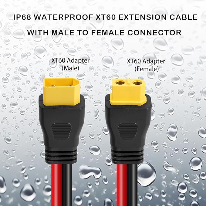 Ansoufien 10AWG XT60 Extension Cable 20FT XT60 Cable with Male to Female Connector for Portable Power Station Solar Panel RC Battery