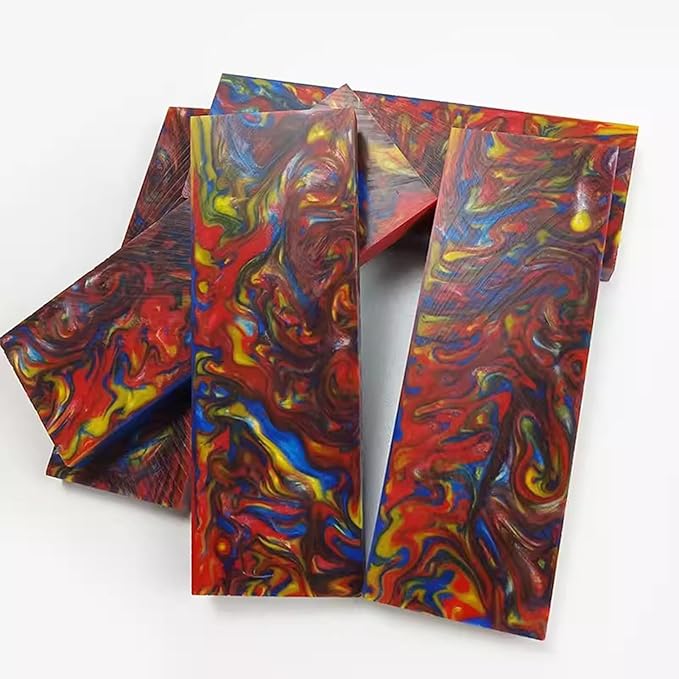 2-piece Set Of Knife Scales Blanks Red Yellow And Blue Mixed Color DIY Resin Handle Material(4pcs)