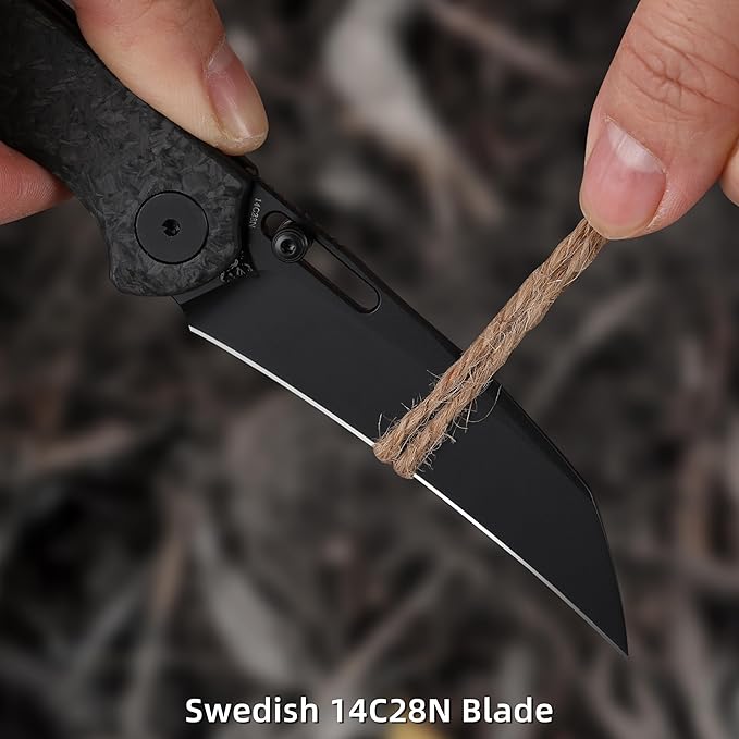 Folding Pocket Knife 3.1 Stonewash Blade EDC Knife with Safety Liner Lock Small Pocket Knife with Clip for Men Sharp Camping Hiking Hunting Survival Knives