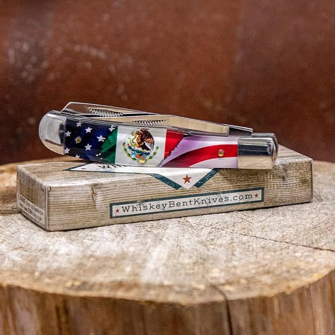 WHISKEY BENT HAT CO. Traditional Trapper Folding Pocket Knife 4.125 Closed Length 440C Stainless Steel Blades (Heritage)