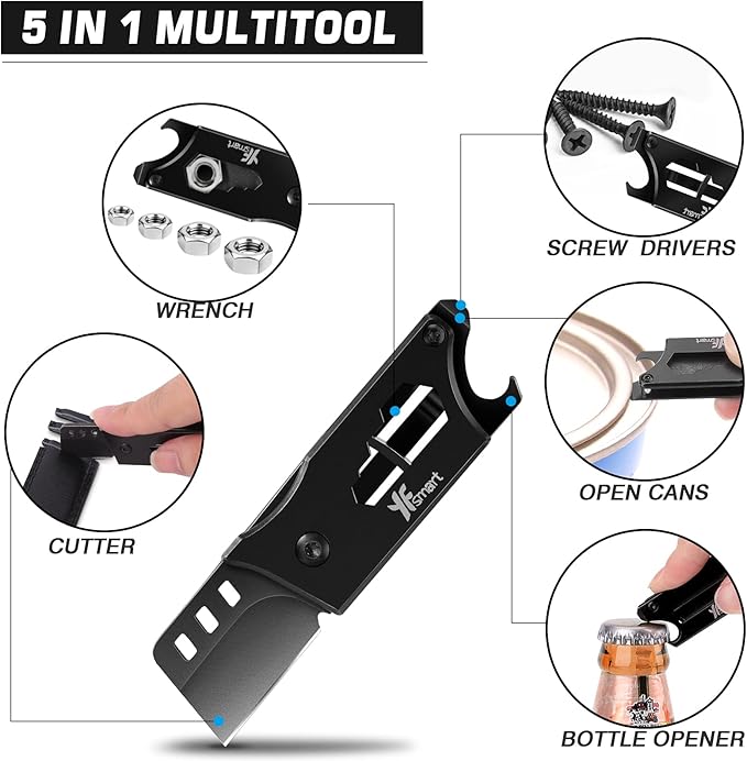 Box Cutter Folding Pocket Utility knife Multitool Carbon Steel With Bottle Opener Screwdriver Wrench Hex Bit Multi-function Gadget for Men Women EDCEmergencyOutdoor Box Cutters