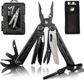 HX OUTDOORS 19 In 1 Pocket Multi Tool Stainless Steel Multitools Pliers with Fire Starter and Glass Breaker Folding EDC Camping Survival Tools for Men (Black)