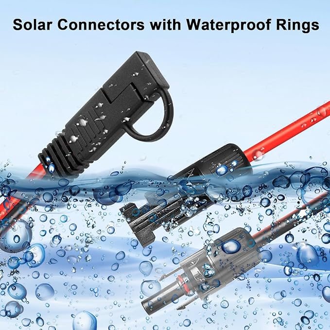 XRDS -RF 10AWG SAE to Solar Panel Connector Cable 35FT Heavy-Duty Tinned Copper Solar Extension Cable with SAE Polarity Reverse Adapter for Solar Power Systems and Battery Connections