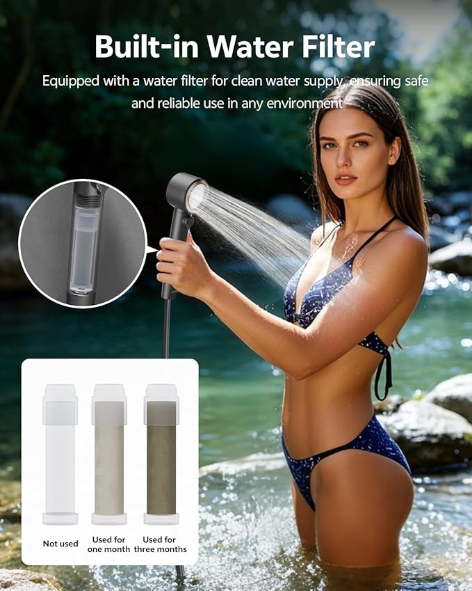 Portable Shower – 8000mAh Rechargeable Camping Shower 6.0L/min Portable Shower Pump Outdoor Shower for Camping Hiking Traveling Washing