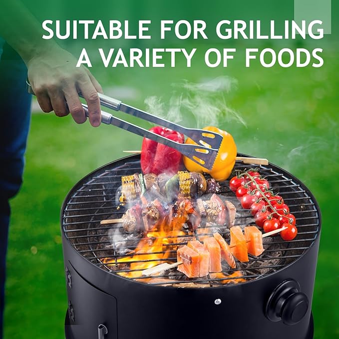 ROVSUN 18 Inch Multi-Layer Charcoal BBQ Smoker Grill Heavy Duty Round Grill Vertical Smoker with Thermometer for Outdoor Cooking Patio Parties Backyard