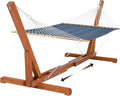 SUNCREAT Stand Alone Hammocks for Outside Patio Portable Hammock with Stand Navy
