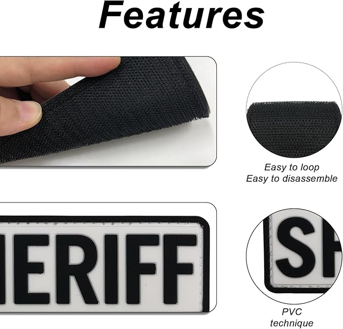 3Pcs PVC Patch with Hook Fastener Back for Hats Caps Vests Clothing Bags Backpacks (3 Pack 1Pcs 4 x 1.4 1Pcs 6 x 2 and 1Pcs 8.5 x 3)
