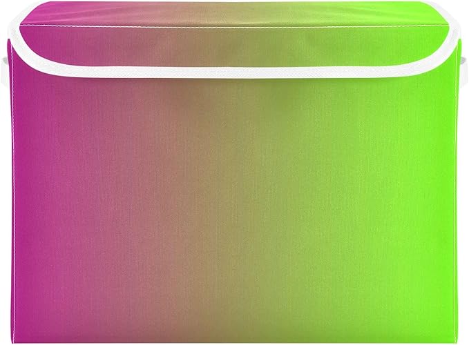Red Green Gradient Storage Bin with Lid Stackable Shoebox Storage Large Fabric Storage for Office Supplies Home Decor