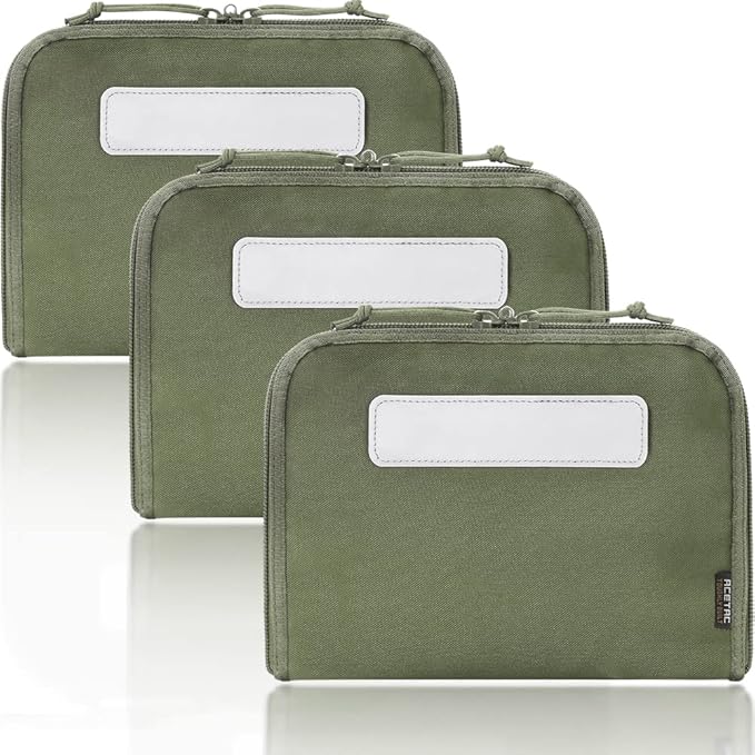 ACETAC [3-Pack Tactical Handgun Case Pistol Storage with Reflective Patch Universal CCW Holster Wrap Hook and Loop Mag Panel (OD Green)