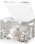 senya Christmas Baskets Collapsible Storage Bins with Lids Snowman Pine Cones Snowflake Storage Boxes Clothes Baskets for Organizing