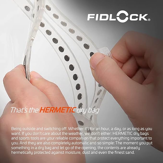 FIDLOCK Hermetic Dry Bag Flexible Magnetic Self-Sealing Bag for Cellphone | 100% Water &amp Sand Proof | Practical Size with a Large Opening | Lanyard Included | Multi | White