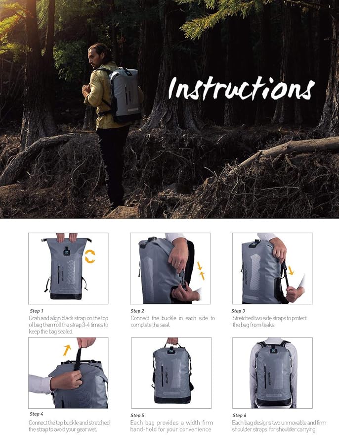 IDRYBAG Waterproof Backpack for Men 20L/30L/40L Floating Dry Bag Kayak Dry Backpack Hiking