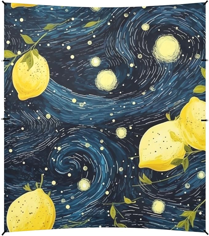ALAZA Lemon Shape Starry Night Sky Galaxy Beach Tent Sun Shelter Portable Canopy Sunshade for Outdoor Camping Picnics Backyard Fun 10x9 ft