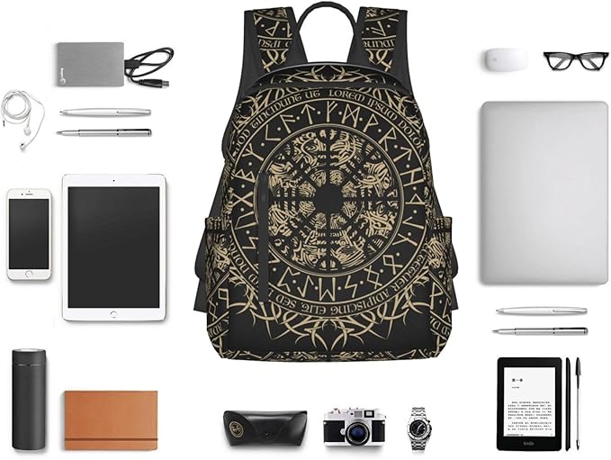 Laptop Backpack Travel Backpack Large Diaper Bag Doctor Bag Backpack for Women &amp Men (Cool Norse Viking Vegvisir runic compass)
