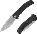 704 Gear Urban Ranger EDC Folding Pocket Knife | Full Size 3.74 Blade Damascus Steel G10 Handle Reversible Pocket Clip | Black with Damascus Steel