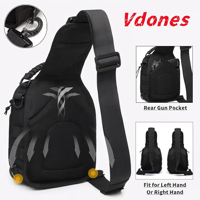 Tactical Sling Bag for Men Concealed Carry Crossbody Pack Gun Carry EDC BagMens Chest Pouch