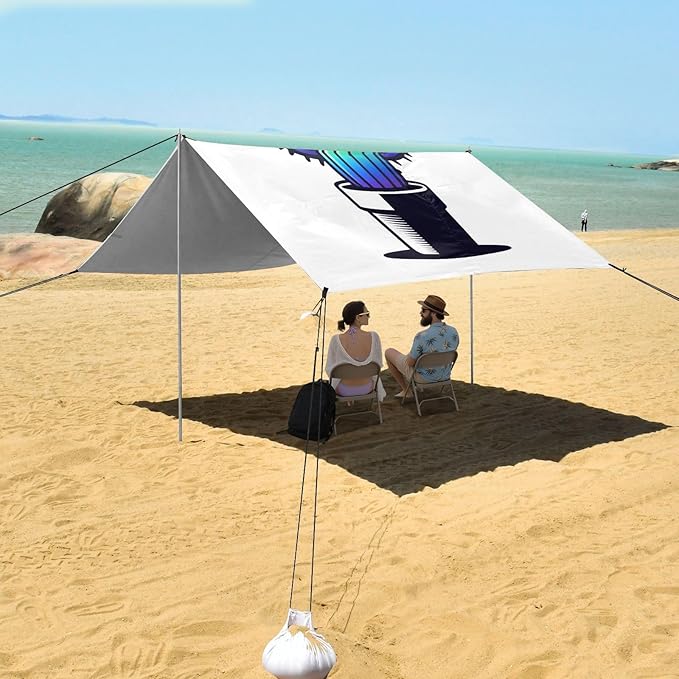 ALAZA Cactus Cacti Rainbow Color Beach Tent Sun Shelter UPF50+ Protection Beach Shade Canopy w/ 4 Sandbags for Outdoor Camping Fishing Backyard Fun Picnic 10x9 ft