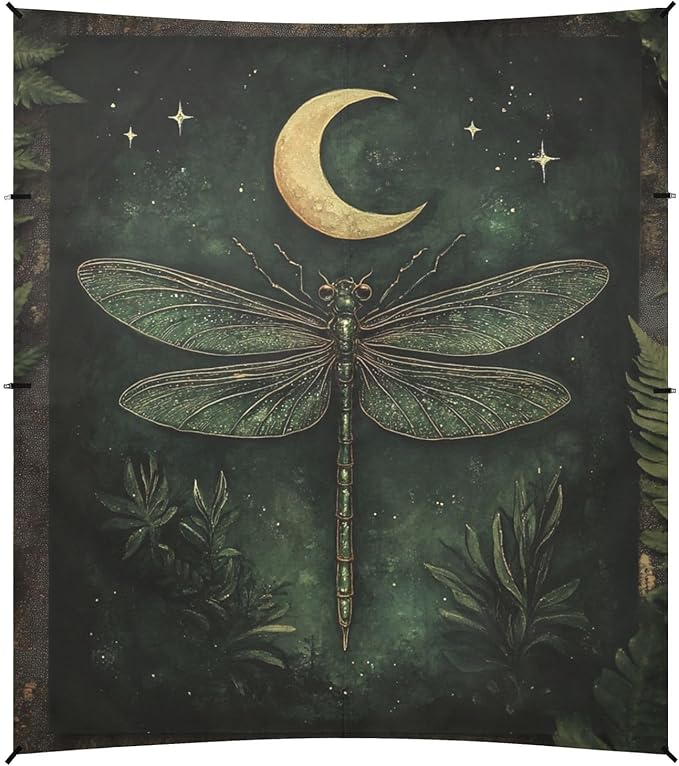 ALAZA Dragonfly of Crescent Moon Witchcraft Forest Beach Tent Sun Shelter Portable Canopy Sunshade for Outdoor Camping Picnics Backyard Fun 10x9 ft