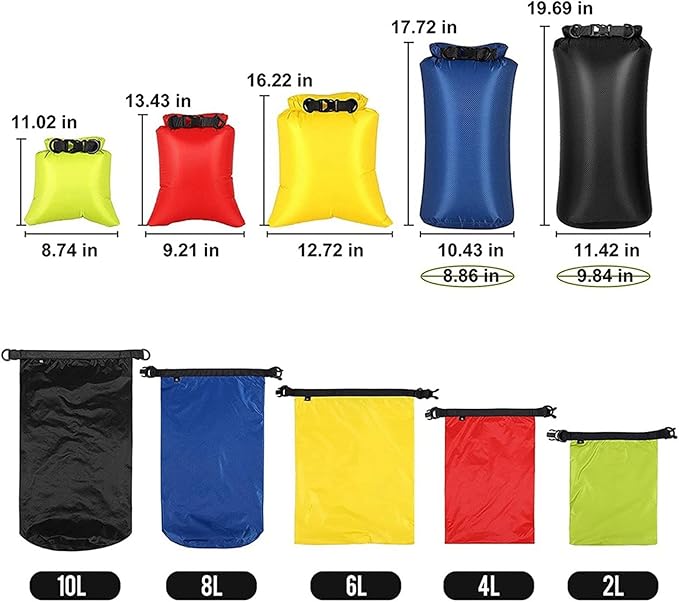 12Pcs Waterproof Dry Bag Set for Kayaking BoatingDrybag Outdoor Storage Bags for Canoeing Camping SwimmingRandom