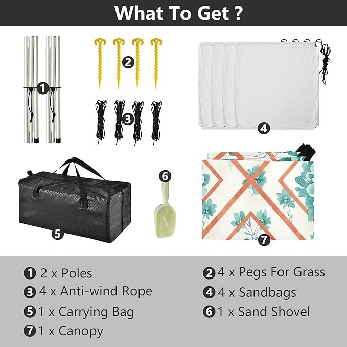 xigua Boho Tribal Aztec Beach Tent Sun Shelter with Carrying Bag - Silver Coated Oxford Fabric Beach Canopy for Beach Camping Fishing - Includes Windproof Ropes Sandbags &amp Stakes