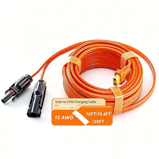 XT60 to Solar Connector Cable 10FT/16.4FT/25FT 12AWGXT60 Extension Cable for ECOFLOW River and Delta Series BLUETTI EB55 Power Station Solar Panel (16.4FT/5M)