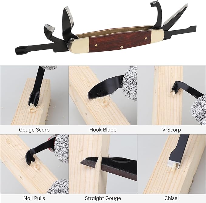Carvin' 6in Traditional Folding Whittling Knife Wood Carving tools with 1.5in Detail Blade Sawcut Handle Nickel Silver Bolsters &amp Convenient Size for Carving Camping EDC Woodworking Outdoor