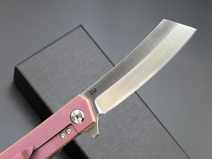 Eafengrow EF97 Pocket Knife Folding Knives D2 Steel Blade Titanium Handle Camping Outdoor Tools Knife EDC Hand Tool(purple)