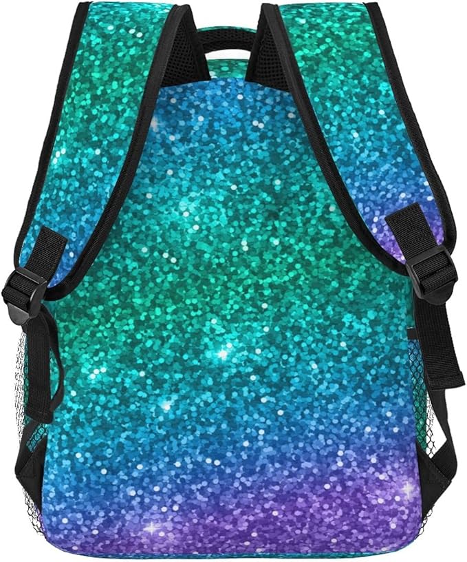 Women Men Travel Laptop Backpack Water Resistant Anti-Theft Bag Business Computer Backpack Bookbag Fashion Casual Outdoor Daypack for Beautiful Turquoise Glitter Sparkles Pattern