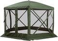 12x12 Hexagonal Pop-Up Gazebo Featuring Breathable Netting Mesh Panels and Thoroughly Shaded Comfortable Interior Easy Setup Green