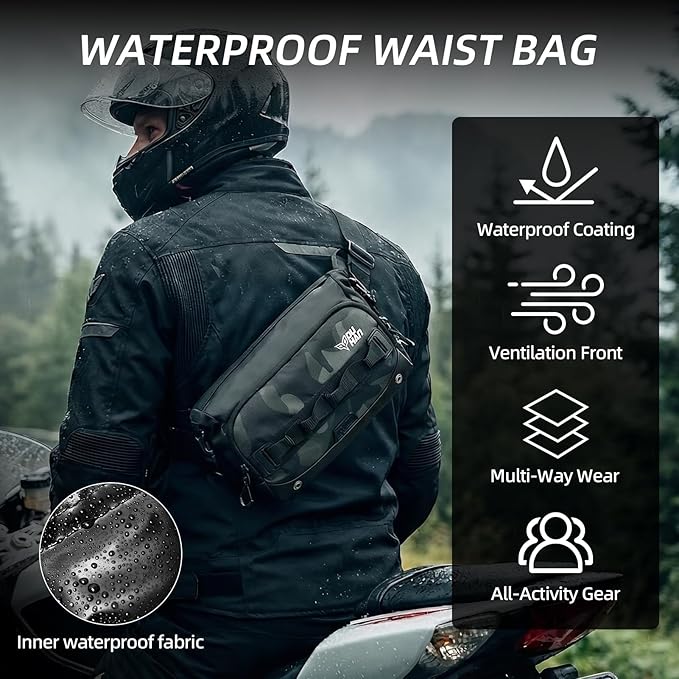 DUHAN Multi-Function Motorcycle Waist Bag – Waterproof Adjustable Leg &amp Tactical Pack 4-Way Wearable for Motorcycle Hiking Cycling Outdoor Work