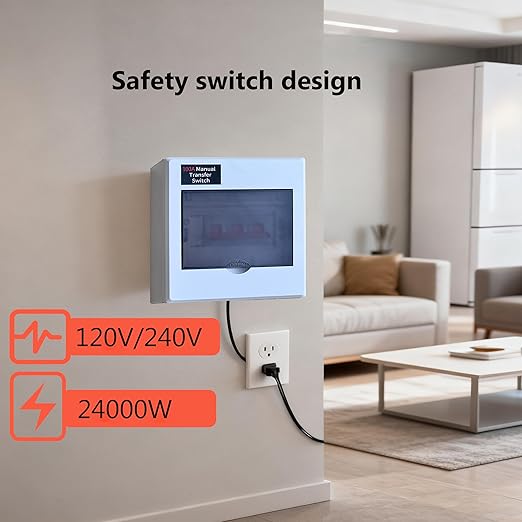 100A Generator Transfer Switch Manual Transfer Switch 120/240V 24000W Capacity Tailor-Made for Portable Generator. 100A 3P Dual Power Manual