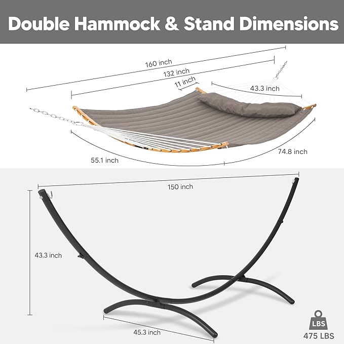 SUNCREAT Hammocks Standing Patio Hammock Portable Hammock with Stand Foldable Patent Pending Brown