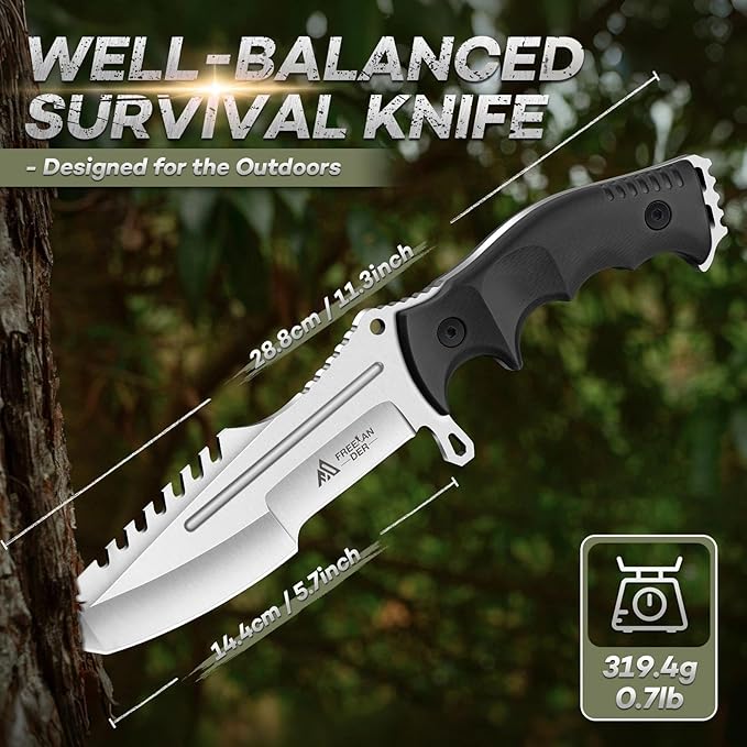 Freelander Tactical Axe 2 Pack and Outdoor Fixed Blade Knife with Kydex Sheath