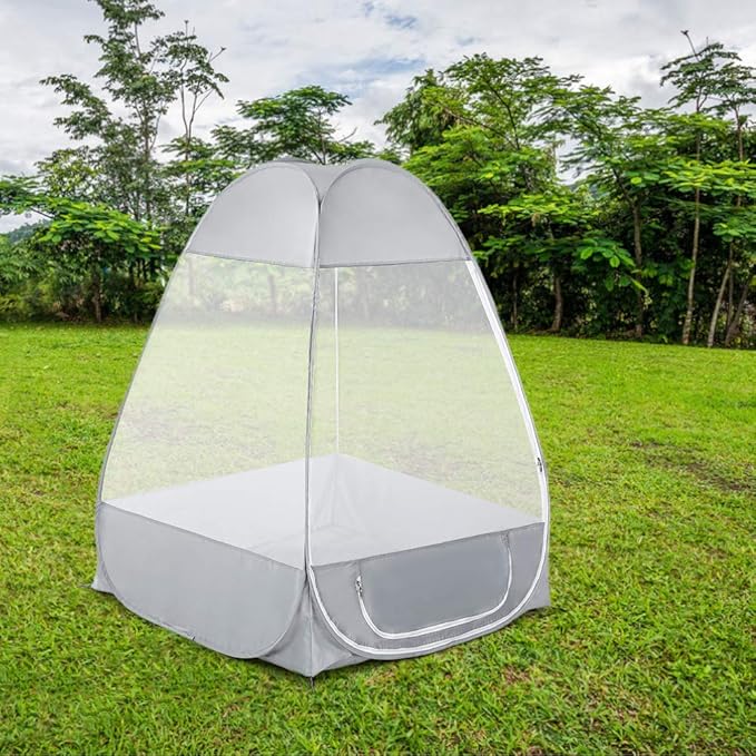Single Outdoor Net Shelter for Camping Quick Folding Tent for Yoga Portable Tent Gray