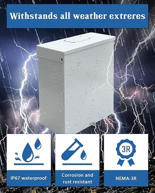 63A Generator Transfer Switch 3P Heavy Duty Automatic Transfer Switch 120/240V Dual Power Safety for Indoor or Outdoor Use