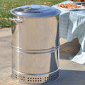 Large Portable Charcoal Grills Stainless Charcoal BBQ Grill Barrel 360° Smokeless Outdoor Barbecue Grill for Travel Outdoor Cooking and BBQ Camping Grill Picnic Patio Backyard