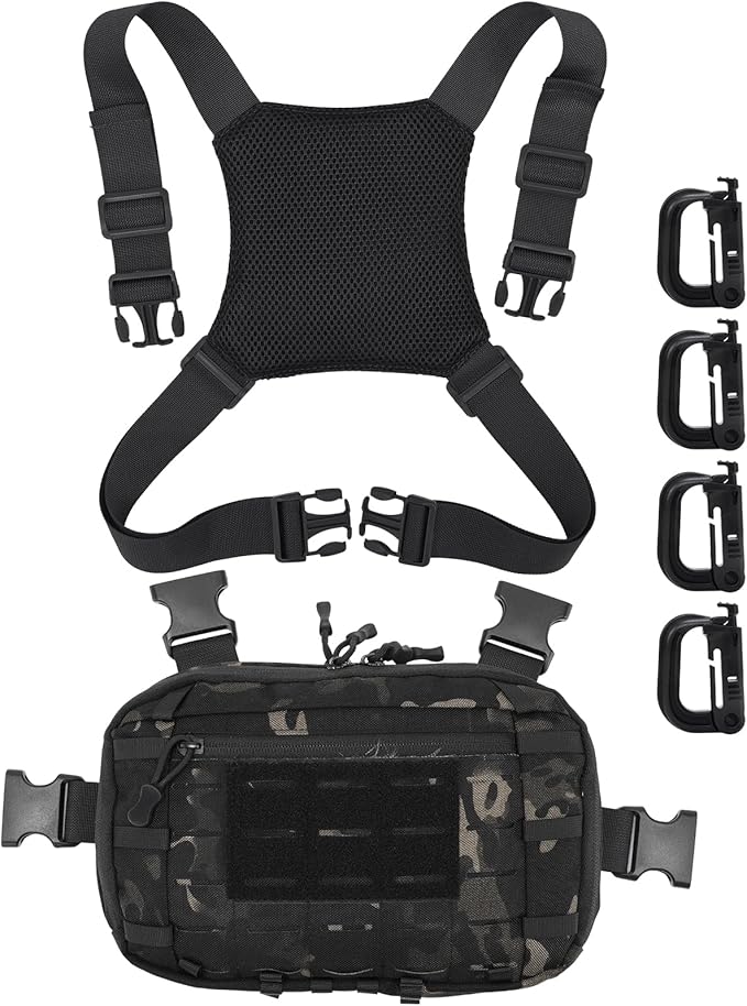 Tactical EDC Chest Bag Utility Molle Chest Rig Pouch with CCW Compartment Adjustable Strap Outdoor Chest Pack