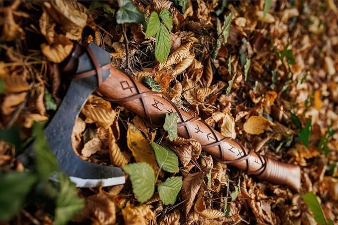 VK Two Handed Large Berserker Axe Large Norse AxesScandinavian Style Viking Axe Double Headed ax Real Battle ax Wood Handle self Defense Weapons War Hatchet