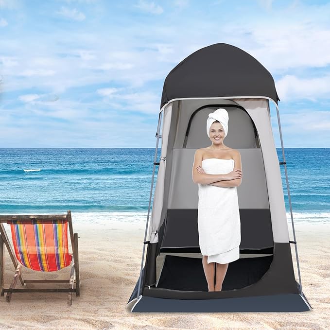 Camping Shower Tent Portable Shower Camping Toilet Removable Bottom with Carry Bag Outdoor Shower Tent Privacy Camping Shower for Camping Hiking Beach and Backyard Use(Coffee)