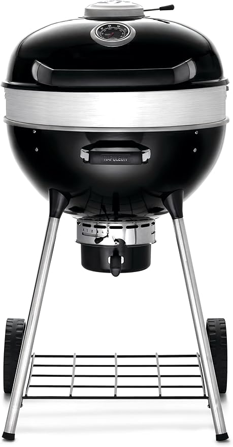 Napoleon PRO22 Professional Charcoal Kettle Grill Black Porcelain-Enameled Lid and Bowl Chrome-Plated Cooking Grid