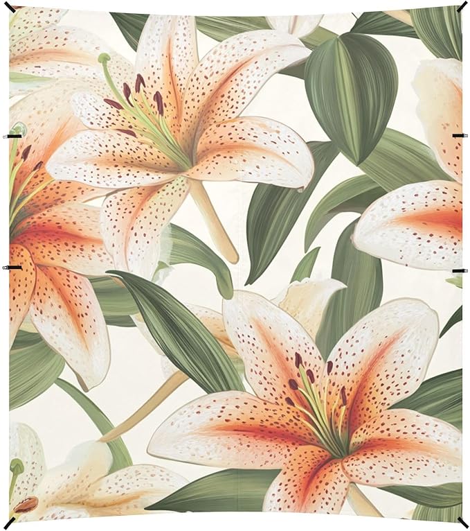 ALAZA Beautiful Lily Summer Flowers Beach Tent Sun Shelter Portable Canopy Sunshade for Outdoor Camping Picnics Backyard Fun 10x9 ft