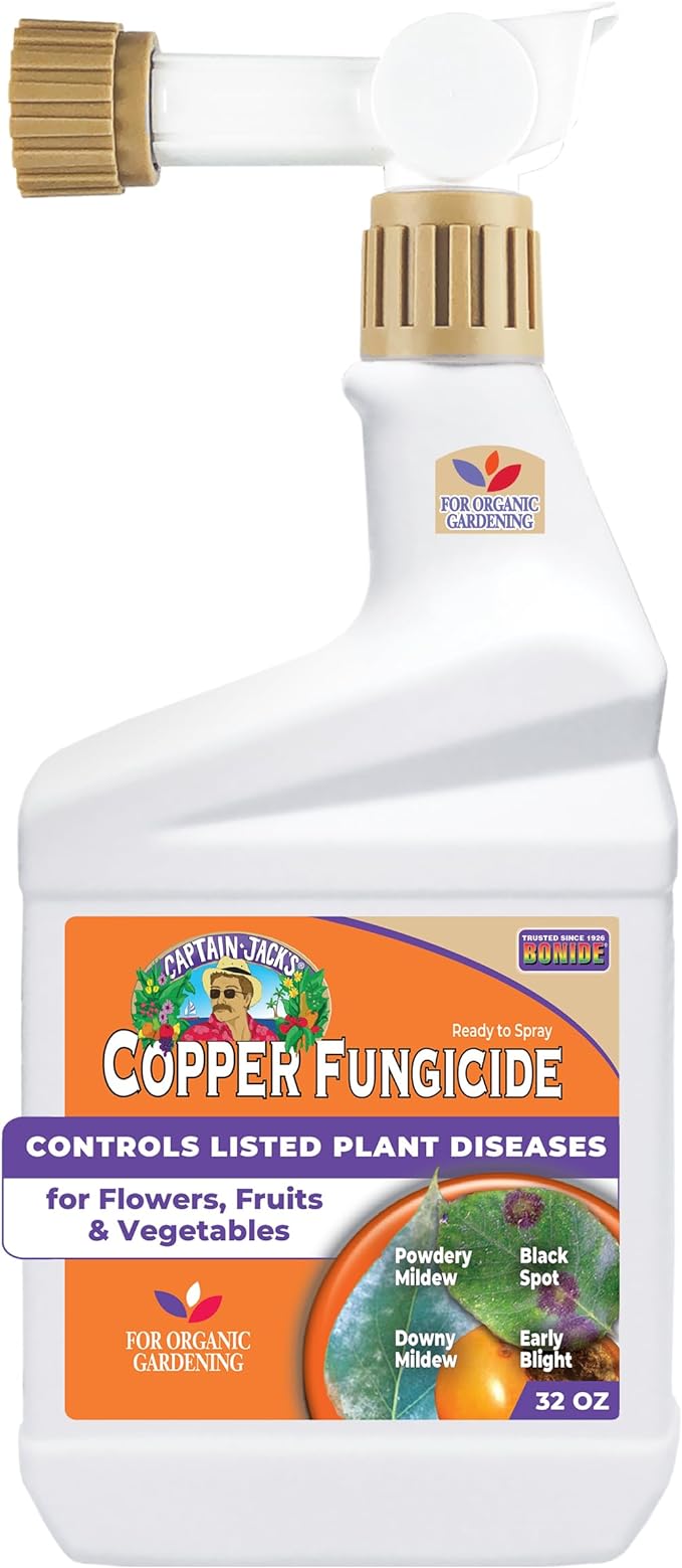 Bonide Captain Jack's Copper Fungicide 32 oz Ready-to-Spray Disease Control Solution for Organic Gardening Controls Leaf Curl