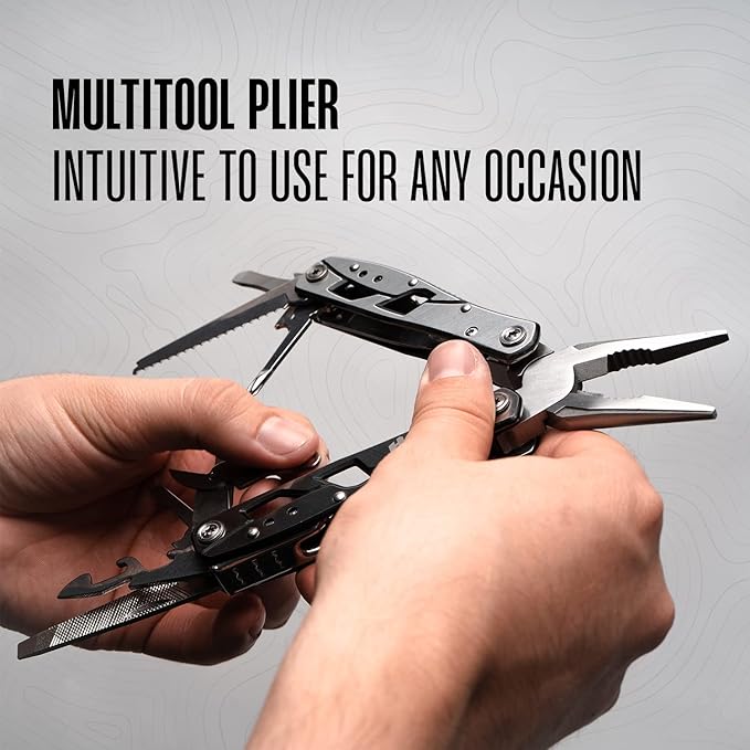 Multitool Plier - 12 In 1 Stainless Steel Pocket Multi Tool With Durable Sheath For Camping Survival Gear - Safety Locking Camping Accessories With Cutter Bottle Opener Screwdriver by Hayvenhurst