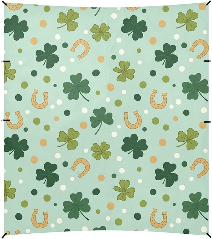 Beach Canopy with Windproof Ropes &amp Sandbags Beach Tent Sun Shade Sun Shelter for Camping Trips Fishing Backyard Fun or Picnics St. Patrick's Day Clover