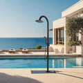 316 Marine Grade Stainless Steel Free Standing Outdoor Shower with Foot Wash 3-Function Matte Black Shower Kit with 10''Rain Shower HeadOutdoor Shower Fixture for Yard Beach Poolside Garden