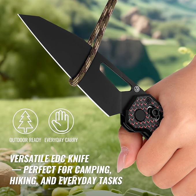 TACRAY Tarcus Folding Pocket Knife 3.5 D2 Steel DLC Blade Carbon Fiber Overlay Handle Lightweight EDC Knife with Crossbar Lock for Men and Women Ideal for Camping Hiking and Survival
