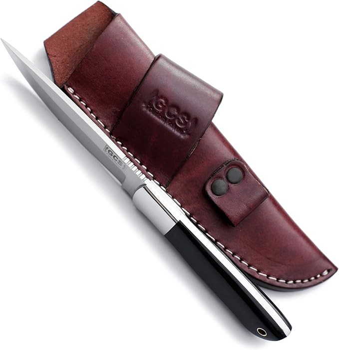 GCS Custom Handmade BLACK MICARTA Handle D2 Tool Steel Tactical Bushcraft Hunting Knife with Horizontal/Vertical Leather Sheath GCS195