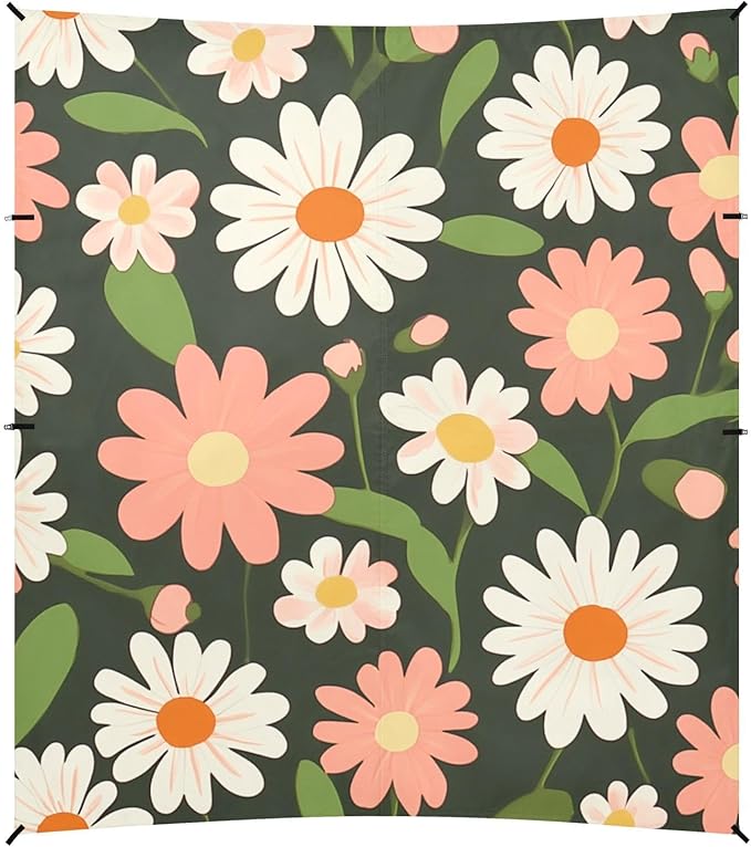 ALAZA Daisy Flower Vintage Floral Beach Tent Sun Shelter Portable Canopy Sunshade for Outdoor Camping Picnics Backyard Fun 10x9 ft